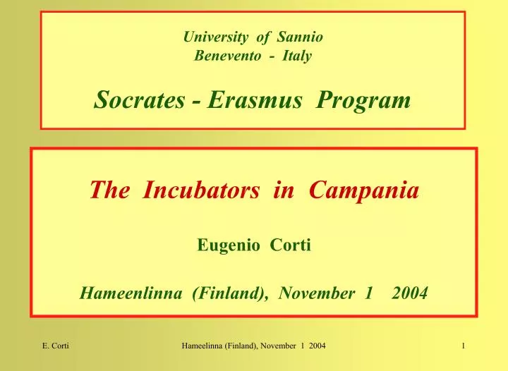 university of sannio benevento italy socrates erasmus program