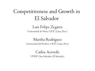 Competitiveness and Growth in El Salvador