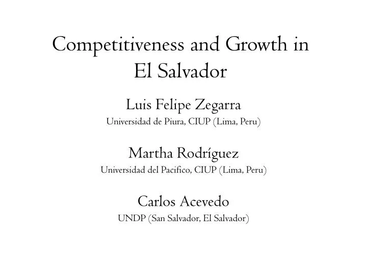 competitiveness and growth in el salvador