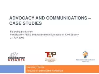 Advocacy and Communications – Case Studies
