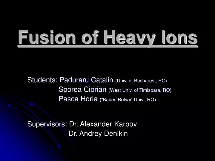 fusion of heavy ions
