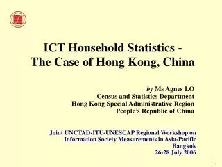 ICT Household Statistics - The Case of Hong Kong, China
