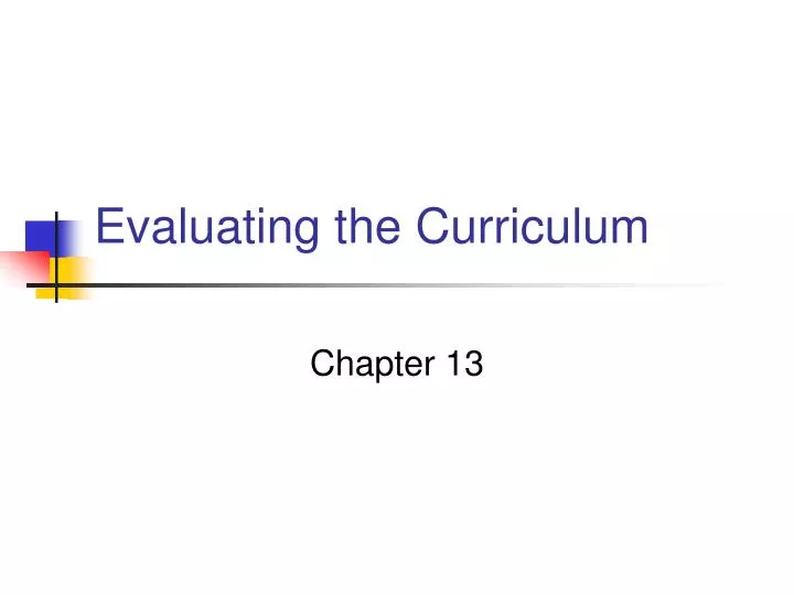evaluating the curriculum