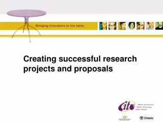 Creating successful research projects and proposals