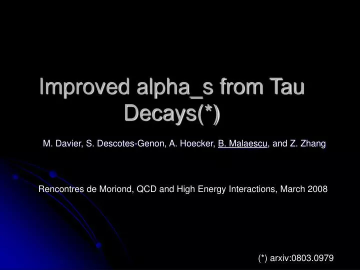 improved alpha s from tau decays