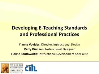 Developing E-Teaching Standards and Professional Practices