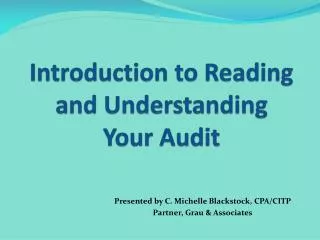 Introduction to Reading and Understanding Your Audit