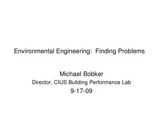 Environmental Engineering: Finding Problems