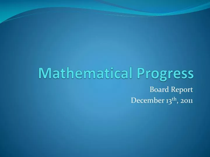 mathematical progress