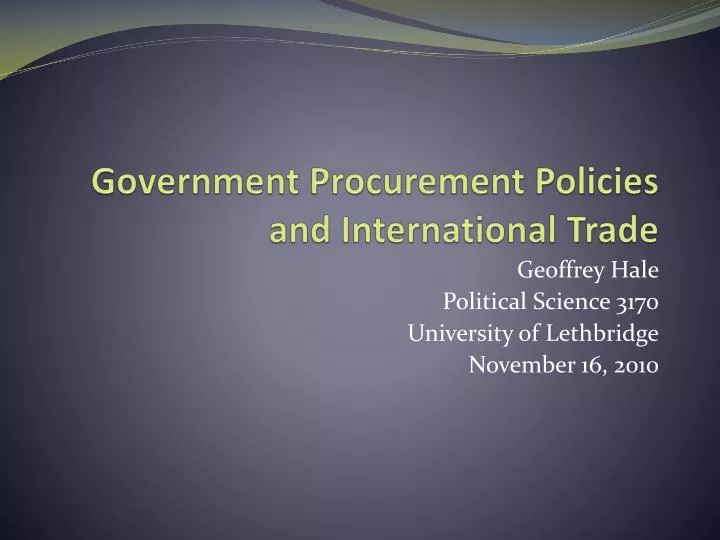 government procurement policies and international trade