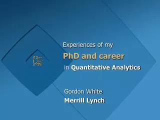 PhD and career