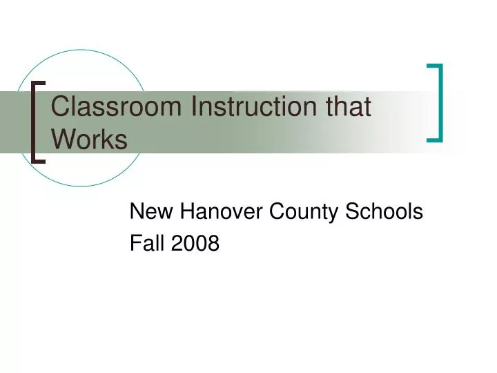 classroom instruction that works