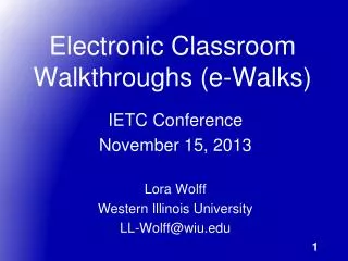 Electronic Classroom Walkthroughs (e-Walks)