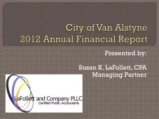 City of Van Alstyne 2012 Annual Financial Report