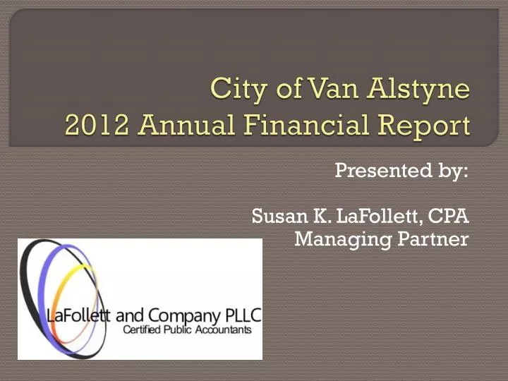 city of van alstyne 2012 annual financial report