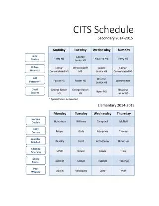 CITS Schedule