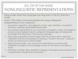 ELL Tip of the week: Nonlinguistic representations