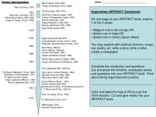 Timeline: New Imperialism 					Name: _____________________________________