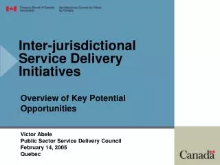 Inter-jurisdictional Service Delivery Initiatives