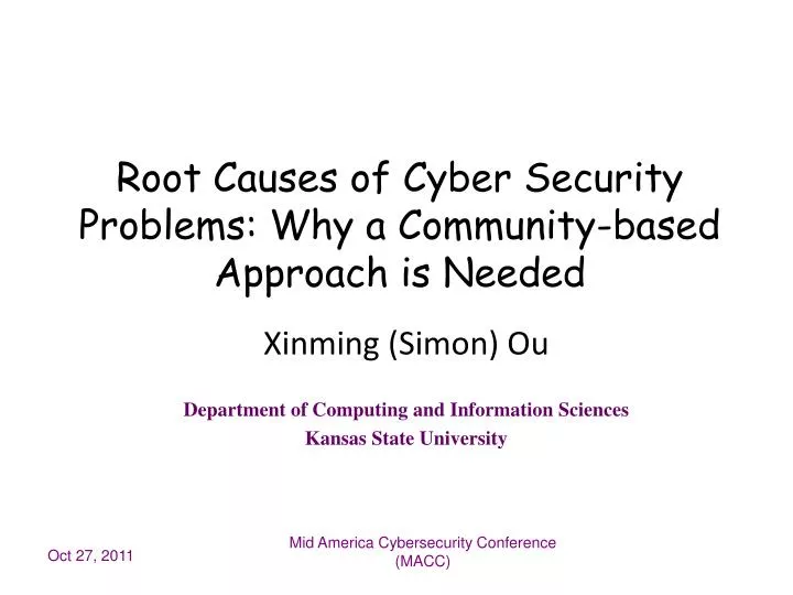 root causes of cyber security problems why a community based approach is needed