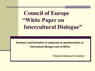 Council of Europe “White Paper on Intercultural Dialogue”