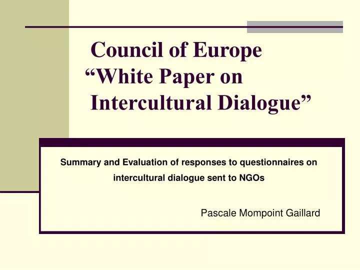 council of europe white paper on intercultural dialogue