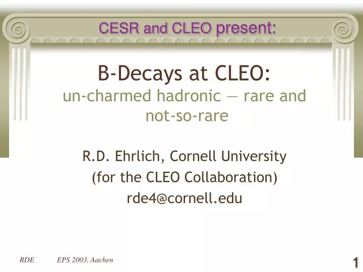 b decays at cleo un charmed hadronic rare and not so rare