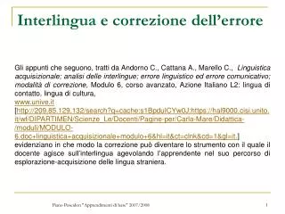 interlingua e correzione dell errore