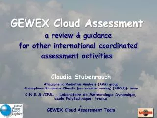 Claudia Stubenrauch Atmospheric Radiation Analysis (ARA) group