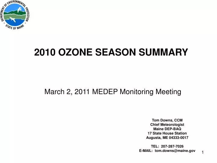 2010 ozone season summary march 2 2011 medep monitoring meeting