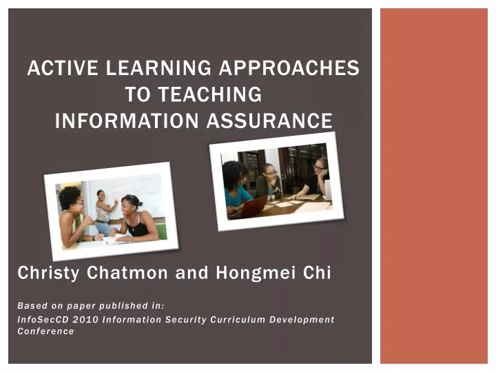 active learning approaches to teaching information assurance