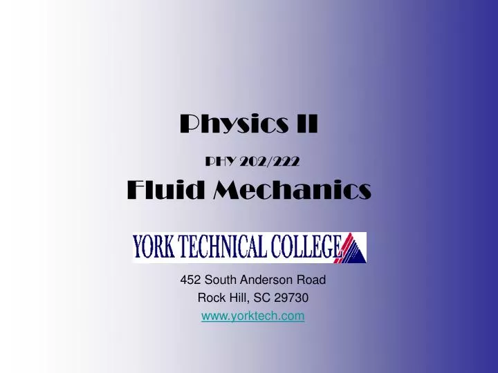 physics ii phy 202 222 fluid mechanics