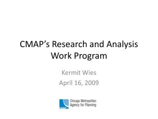 CMAP’s Research and Analysis Work Program