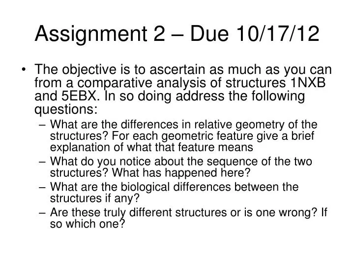 assignment 2 due 10 17 12