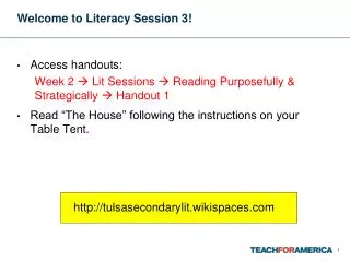 Welcome to Literacy Session 3!
