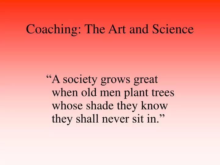 coaching the art and science