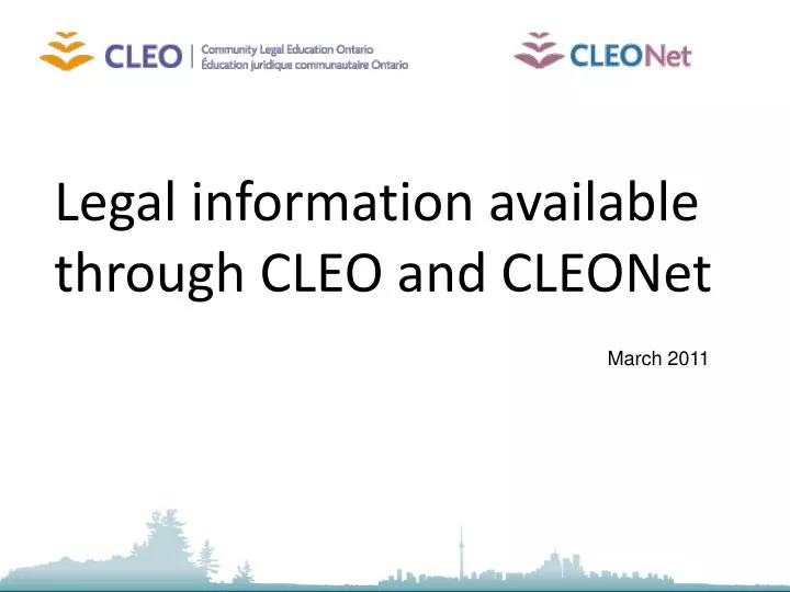 legal information available through cleo and cleonet