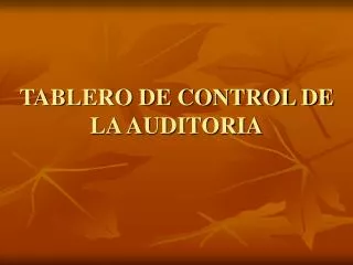tablero de control de la auditoria