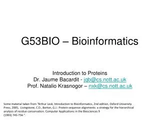 G53BIO – Bioinformatics