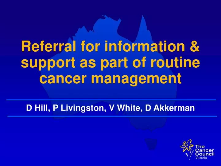 referral for information support as part of routine cancer management