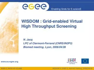 WISDOM : Grid-enabled Virtual High Throughput Screening
