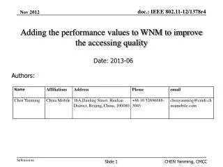 Adding the performance values to WNM to improve the accessing quality