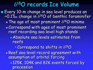 d 18 O records Ice Volume