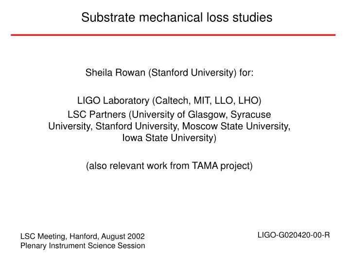 substrate mechanical loss studies