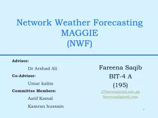 Network Weather Forecasting MAGGIE (NWF)