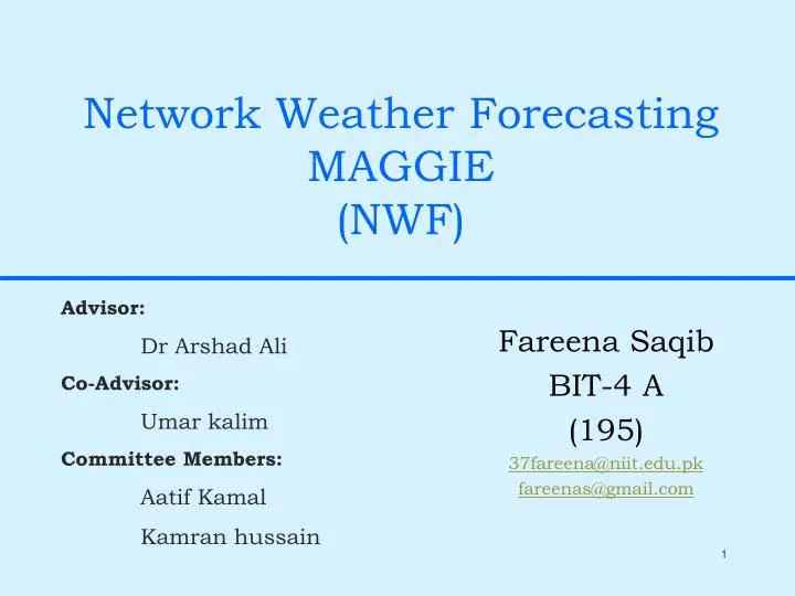network weather forecasting maggie nwf