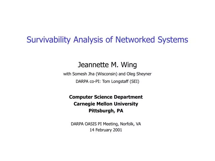 survivability analysis of networked systems