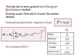 This has led to more general Dark Energy or Quintessence models: