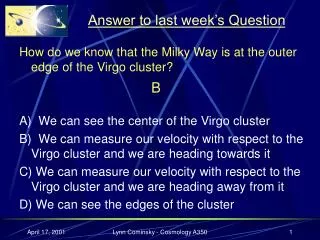 Answer to last week’s Question
