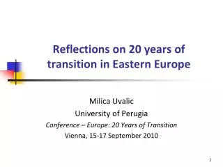 Reflections on 20 years of transition in Eastern Europe